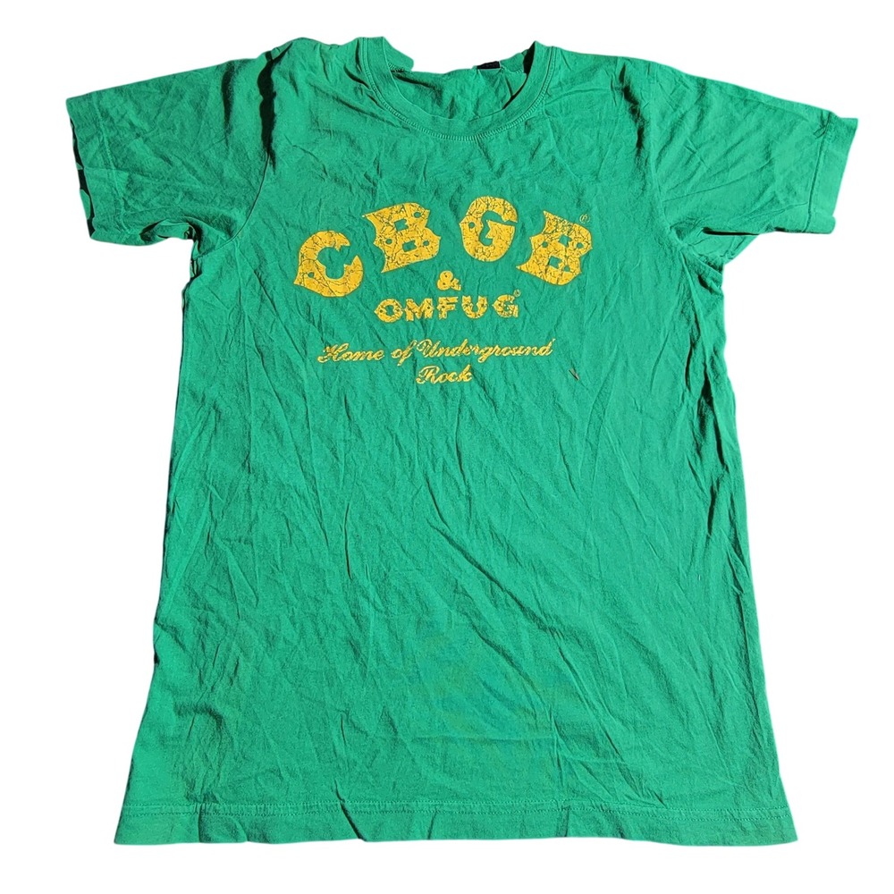 CBGB OMFUG Home of Underground Rock Graphic T-Shirt Green Small NYC Punk Tee